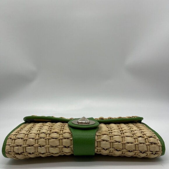 Kate Spade Brown And Green Straw Wicker Ava Clutch - Picture 5 of 12